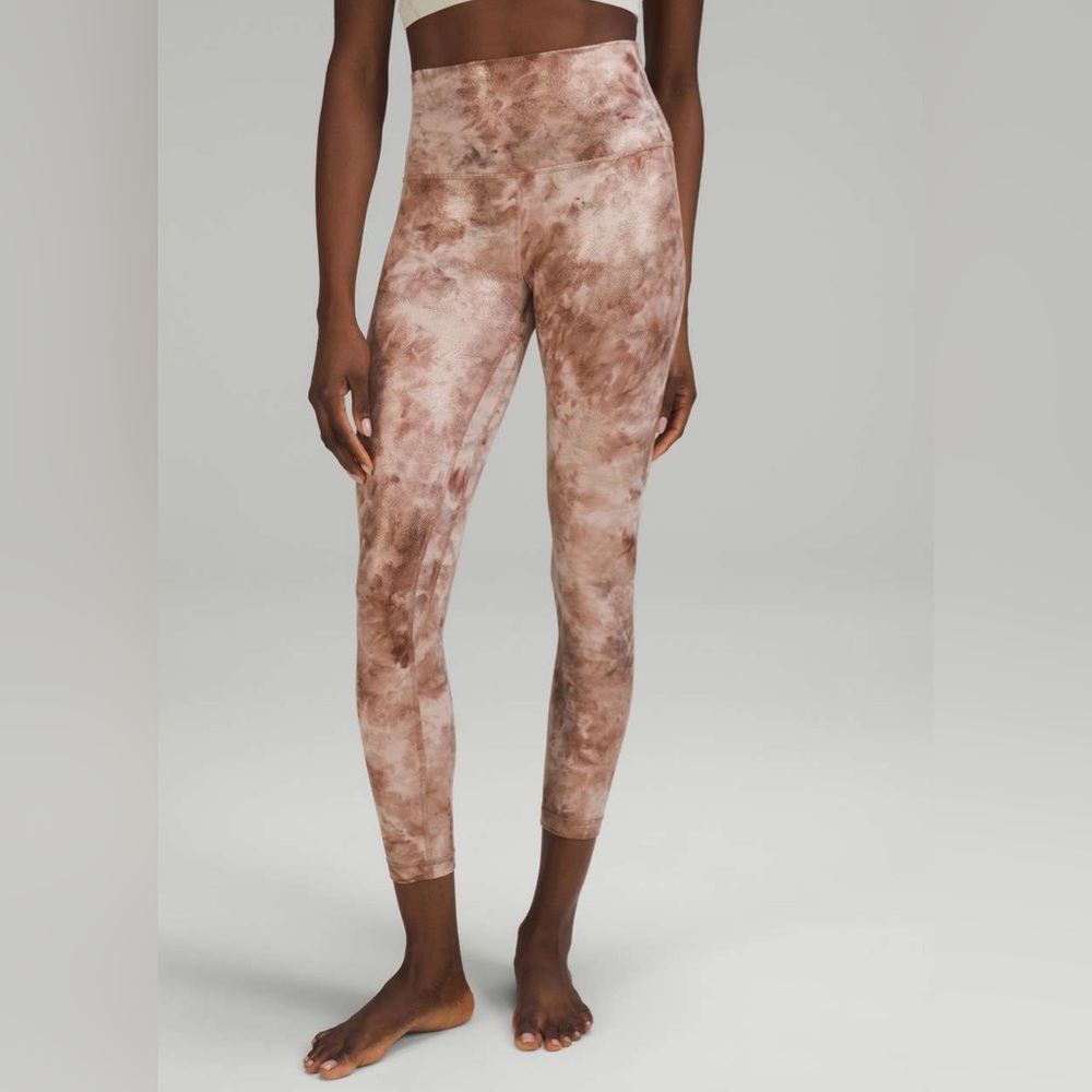 21.25” Lululemon Align HR Shine Diamond Dye Misty Shell Cacao Diffuse Dot Foil 6